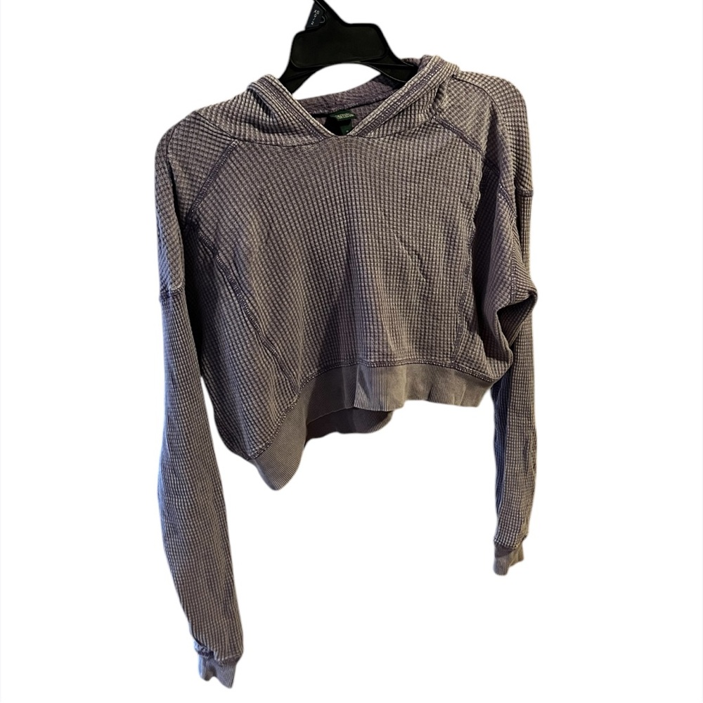 Wild Fable Purple Long Sleeve Cropped Hoodie, size XL - Waffle Crunched Fabric